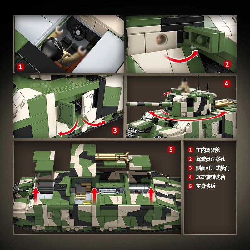 MOC British TOG II Carro Pesante Building Blocks Kit WWII Veicolo Blindato Militare Modello di Personaggio Mattoni Bambini Wargame Giocattoli Regali