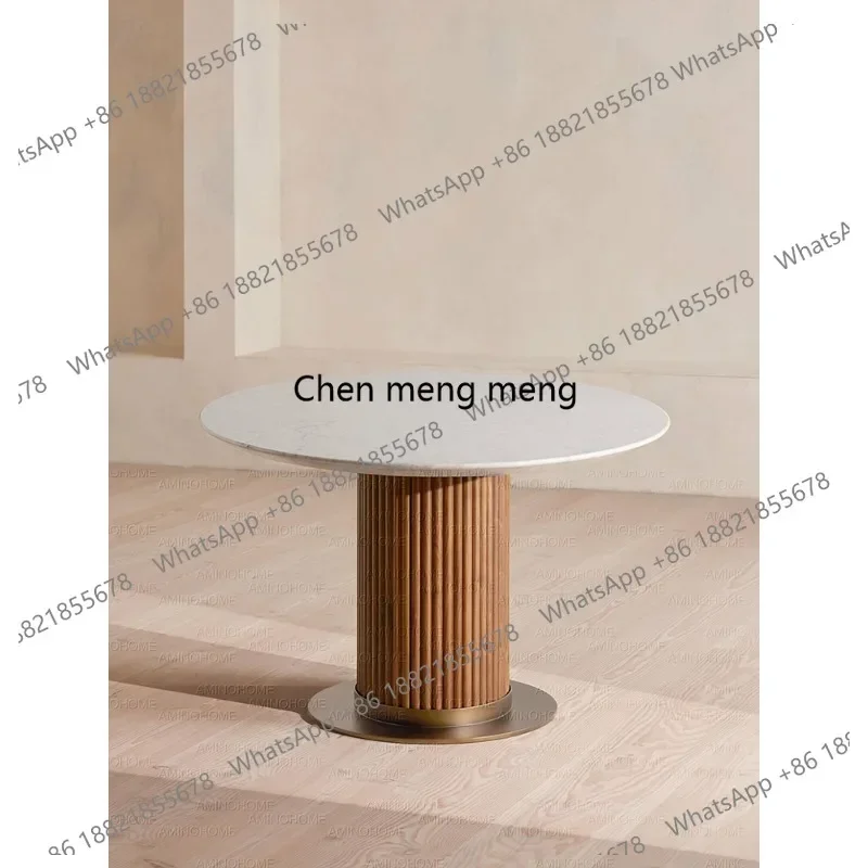 6239 Nordic marble dining table oval dining table designer Roman column light luxury round table
