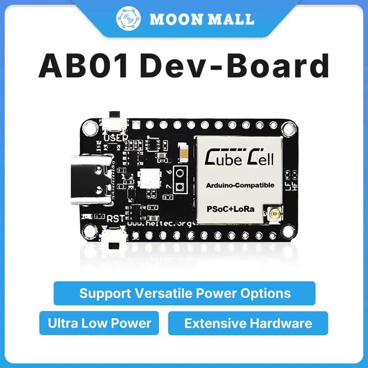 Heltec HTCC-AB01 IoT LoRa Node SX1262 Dev-Board for Arduino ASR6501 CubeCell Low Power Connect Lithium Batteries Solar Panels