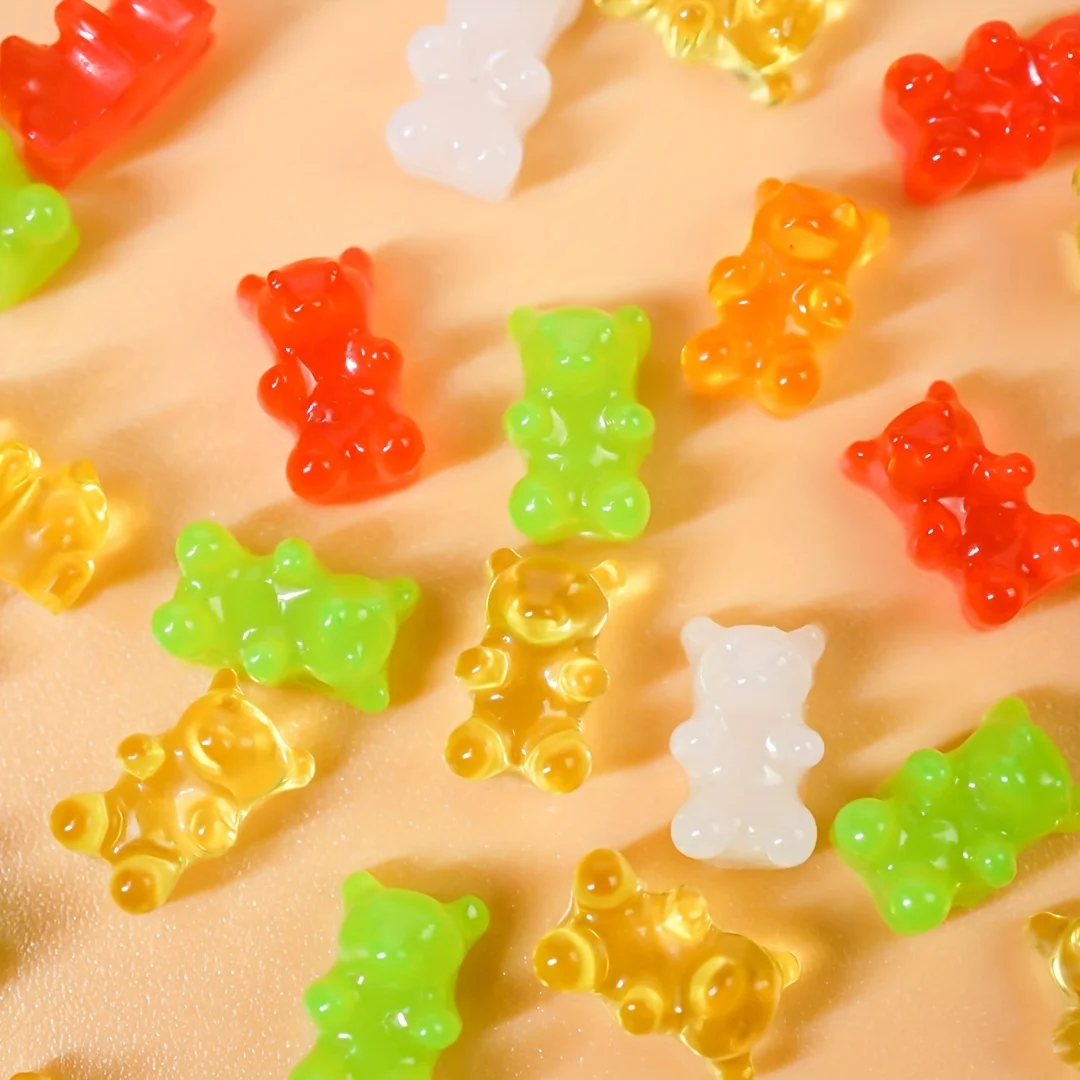 50 قطعة لون الحلوى لطيف Kawaii الراتنج الدب مسمار السحر الملونة فلاتباك ثلاثية الأبعاد الأظافر أجزاء DIY بها بنفسك حجر الراين مانيكير اكسسوارات #5