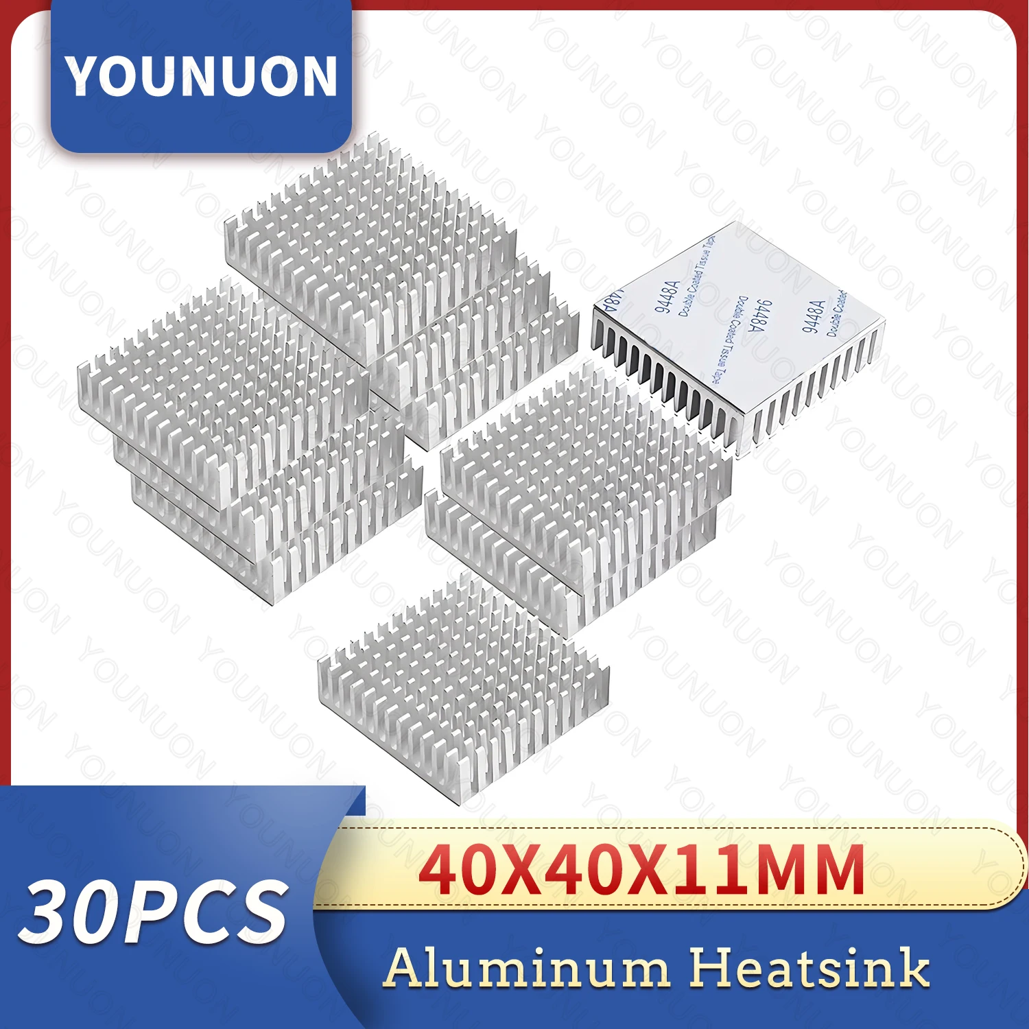 30Pcs YOUNUON 40mm Silver heatsink 40 x 40 x 10mm 11mm Aluminum CPU CPU Card Cooling Cooler Heat Sink Heatsink