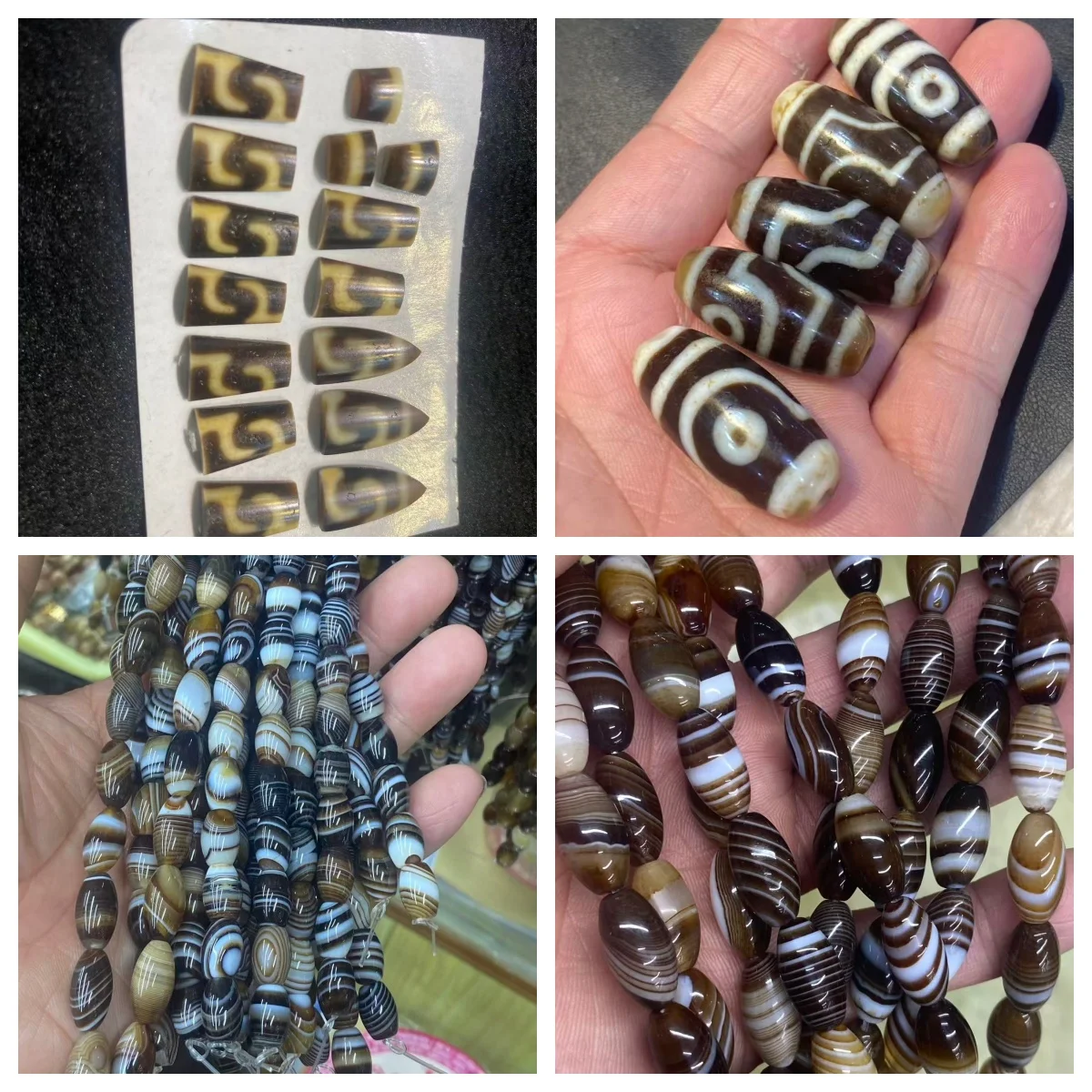 

Yellow Teeth 2-Eye Dzi Natural Silk Agate Bead Strand Zhang Kui Yellow Teeth Ring Face Loose Beads Wholesale Matching Beads DIY