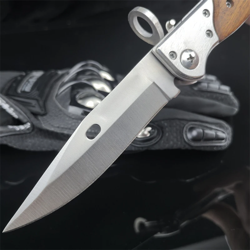 Military AK47 Tactical Folding Knife 440C Steel Blade Color Wood Handle EDC Combat Outdoor Self-defense Hunting EDC Tool Knives