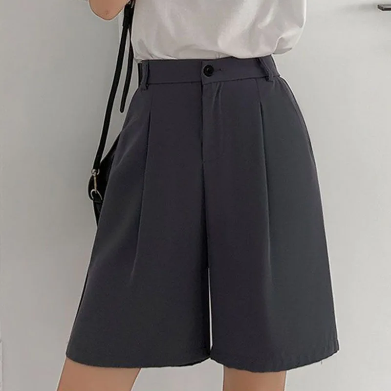 Summer Women Pants Casual Loose Wide Leg Shorts for Women High Waist Office Lady Pants Solid Color Suit Pants Female Clothes New