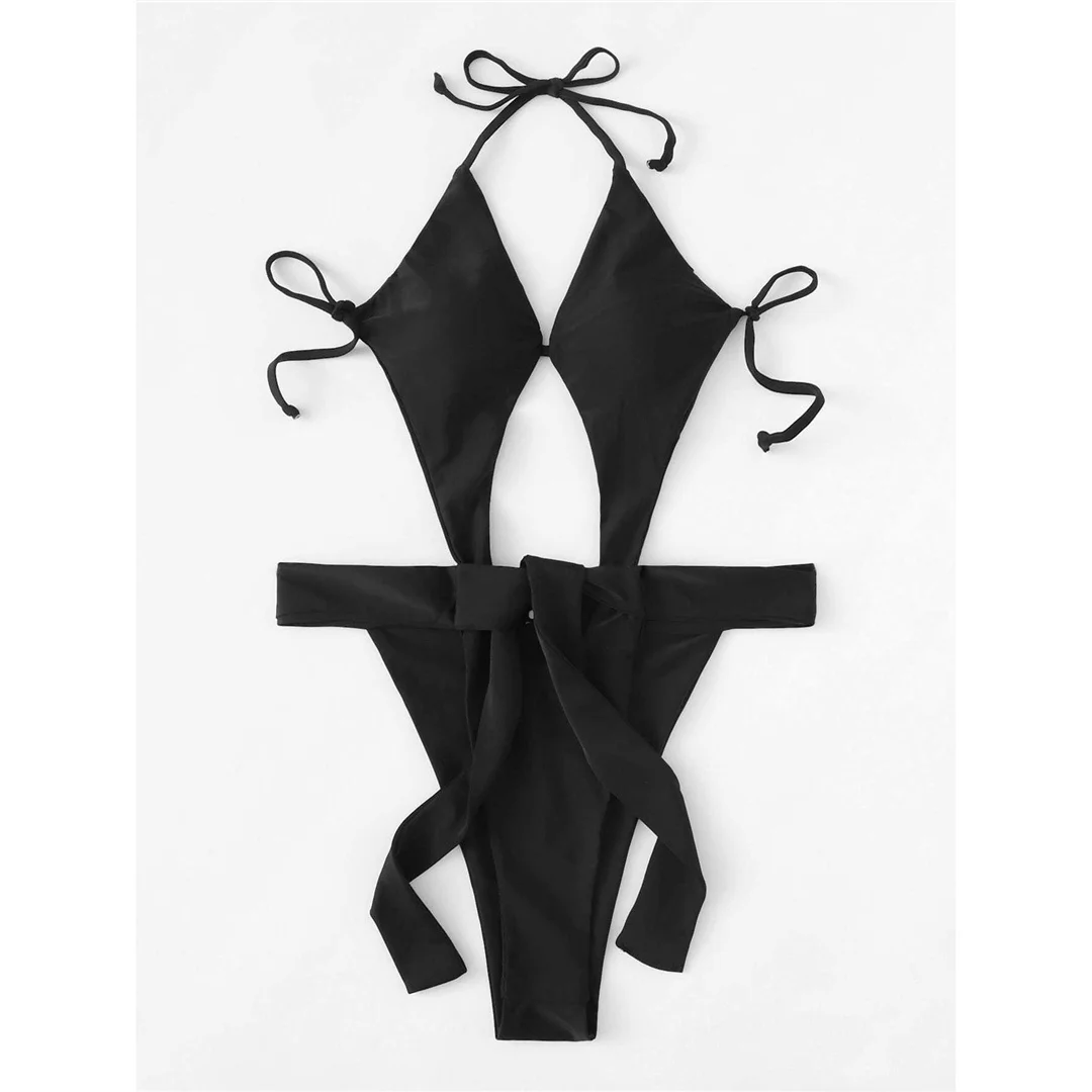 Sexy Cut-Out Neckholder Trikini mit hohem Beinausschnitt, einteiliger Badeanzug, Damen-Bademode, weiblicher Monokini, gepolsterter Badeanzug, Badebekleidung, Schwimmanzug V7968 – Detail 11
