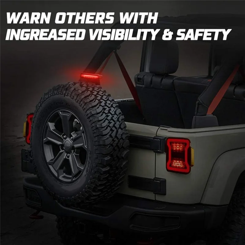 LED 3Rd Brake Light For Jeep Wrangler JL 2018-2024 Rear High Mount Stop Light Brake Lamp Smoked Lens-X59A
