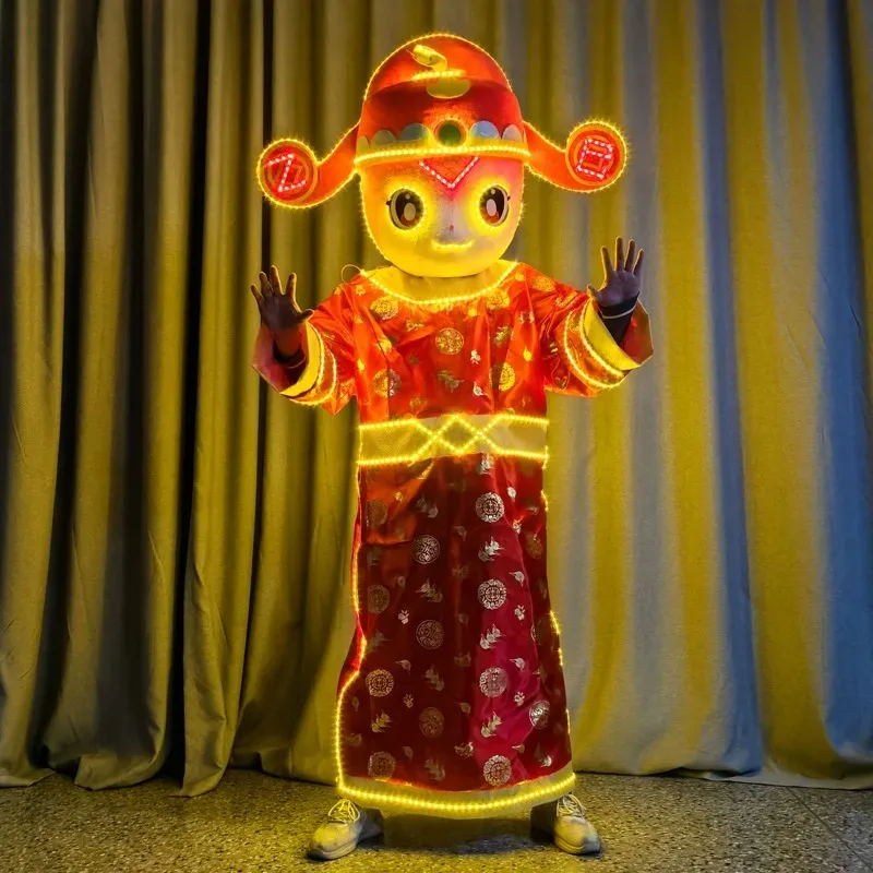 LED Year of the Snake God of Wealth Cartoon Doll Clothing Doll Cartoon Clothing Mascot Performance Stage Clothing