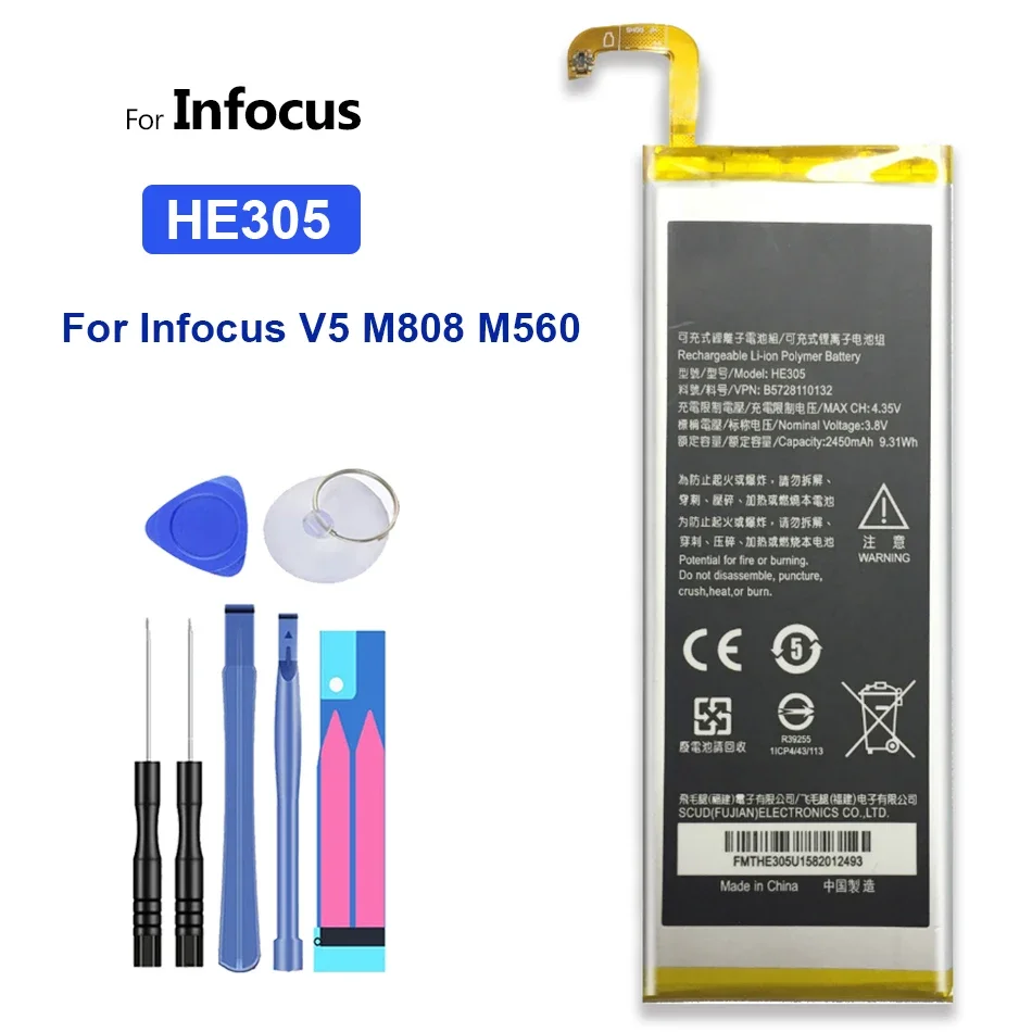 Запасная аккумуляторная батарея для Infocus, HE305, V5, M808, M560, 2450 мАч