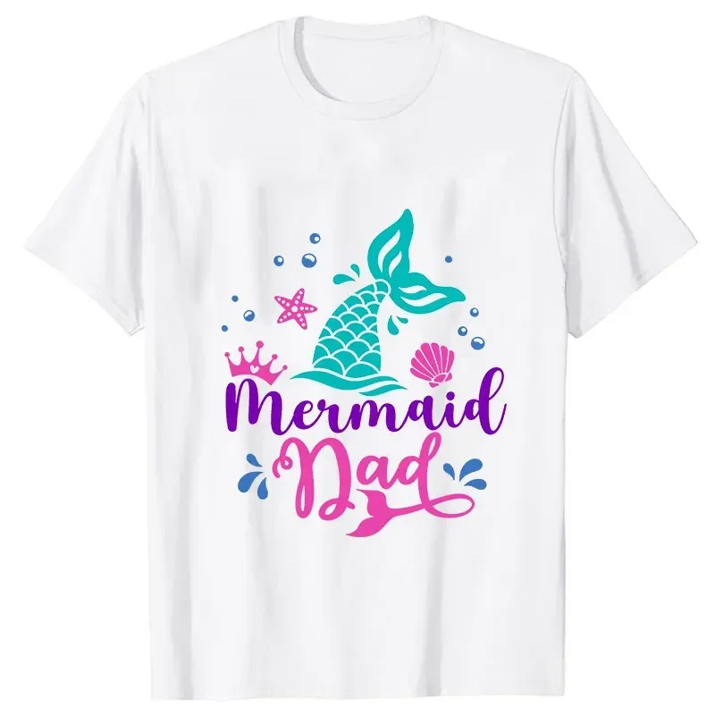 1~9 Years Old Birthday Girls Party T-shirt Kawaii Mermaid Graphic Tops Unisex Kids Short Sleeve Tees Matching Family Clothing