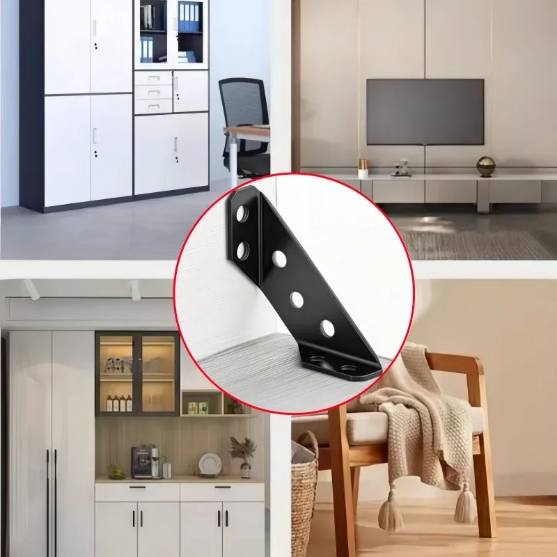Black multifunctional corner bracket fastener furniture corner connector, fixed furniture, suitable for tables, chairs, cabinets