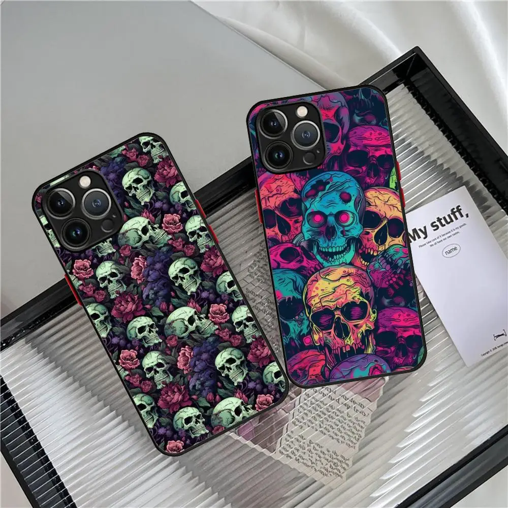 Horror Skeleton Phone Case For iPhone 15 Pro Max 14 13 12 11 X XR XS XSMAX 8 7 Plus Skin Feel Scrub case