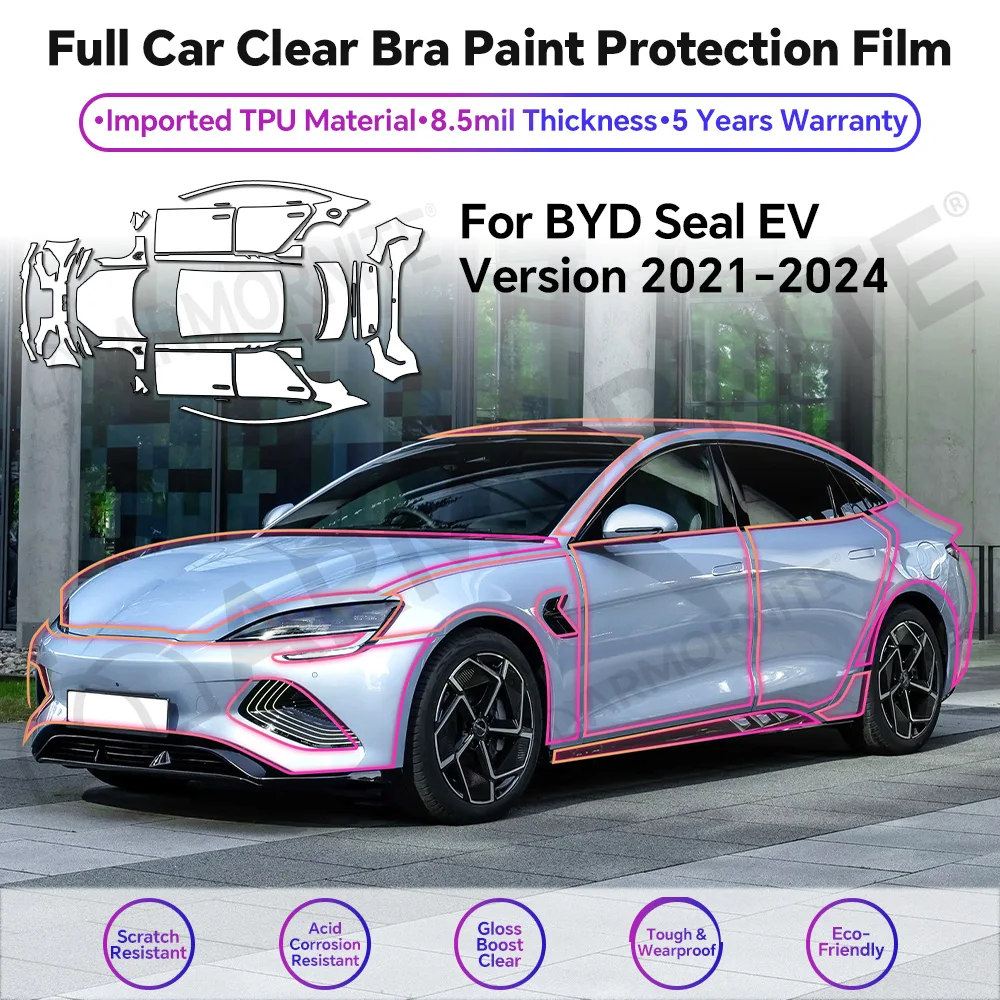 8.5Mil Ultra Thick Clear TPU For BYD Seal EV Version 2024 Paint Protection Film Self-Healing Anti-Scratch Anti-Yellowing Wrap