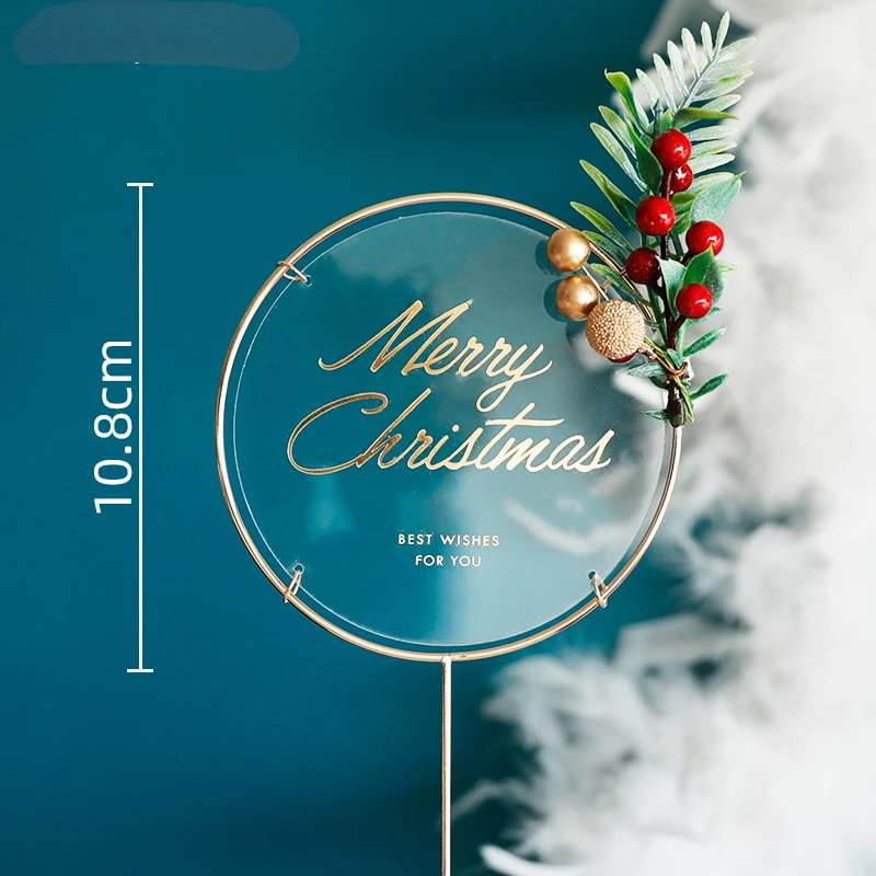2026 Christmas Decoration Cake Merry Christmas Noel 2026 Acrylic Cake Topper Gold Xmas Theme Snowflake Cake Santa Claus Decor