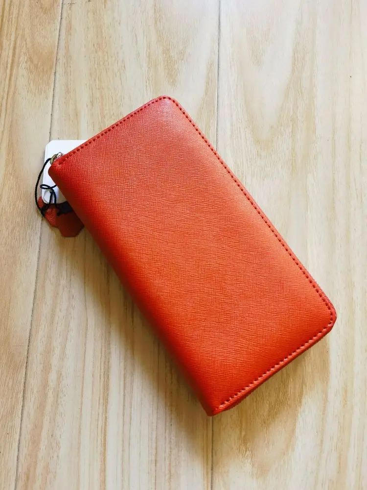 محفظة نسائية طويلة من الجلد الأصلي من EMMA، محفظة عصرية متطابقة الألوان