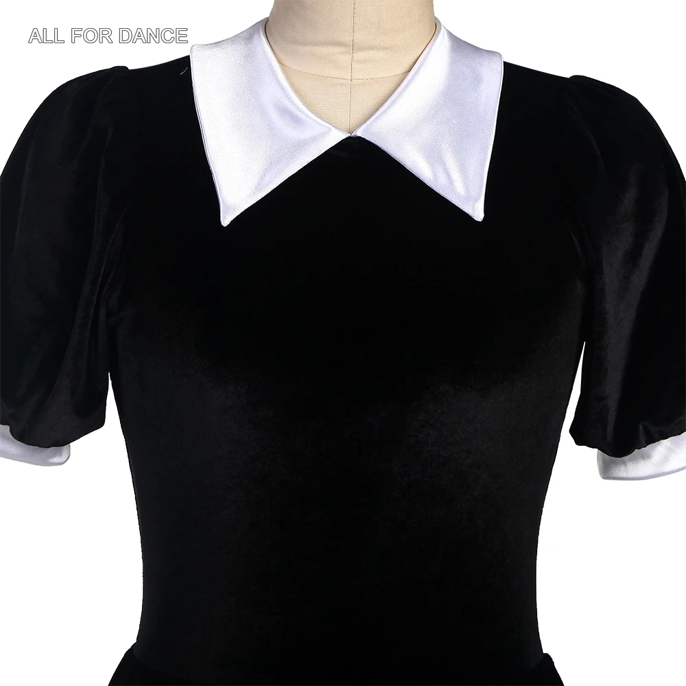 23165 Jupe tutu en velours noir à manches courtes avec couches en tulle doux pour filles et femmes, costume de ballet et de danse lyrique ou contemporaine