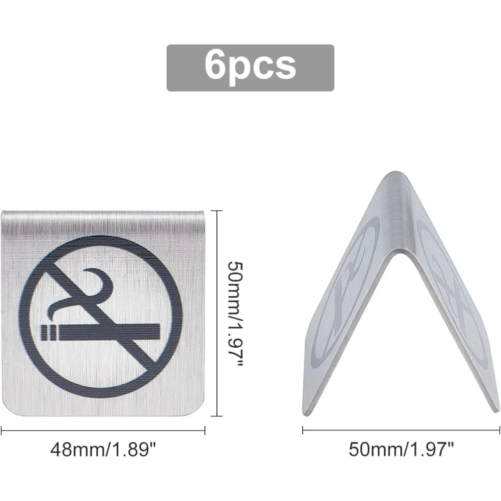 6 قطعة الفولاذ المقاوم للصدأ لا التدخين الجدول تسجيل حجز لوحة لافتات علامة تحذير لا التدخين علامة بطاقة فندق مكتب غير التدخين #2