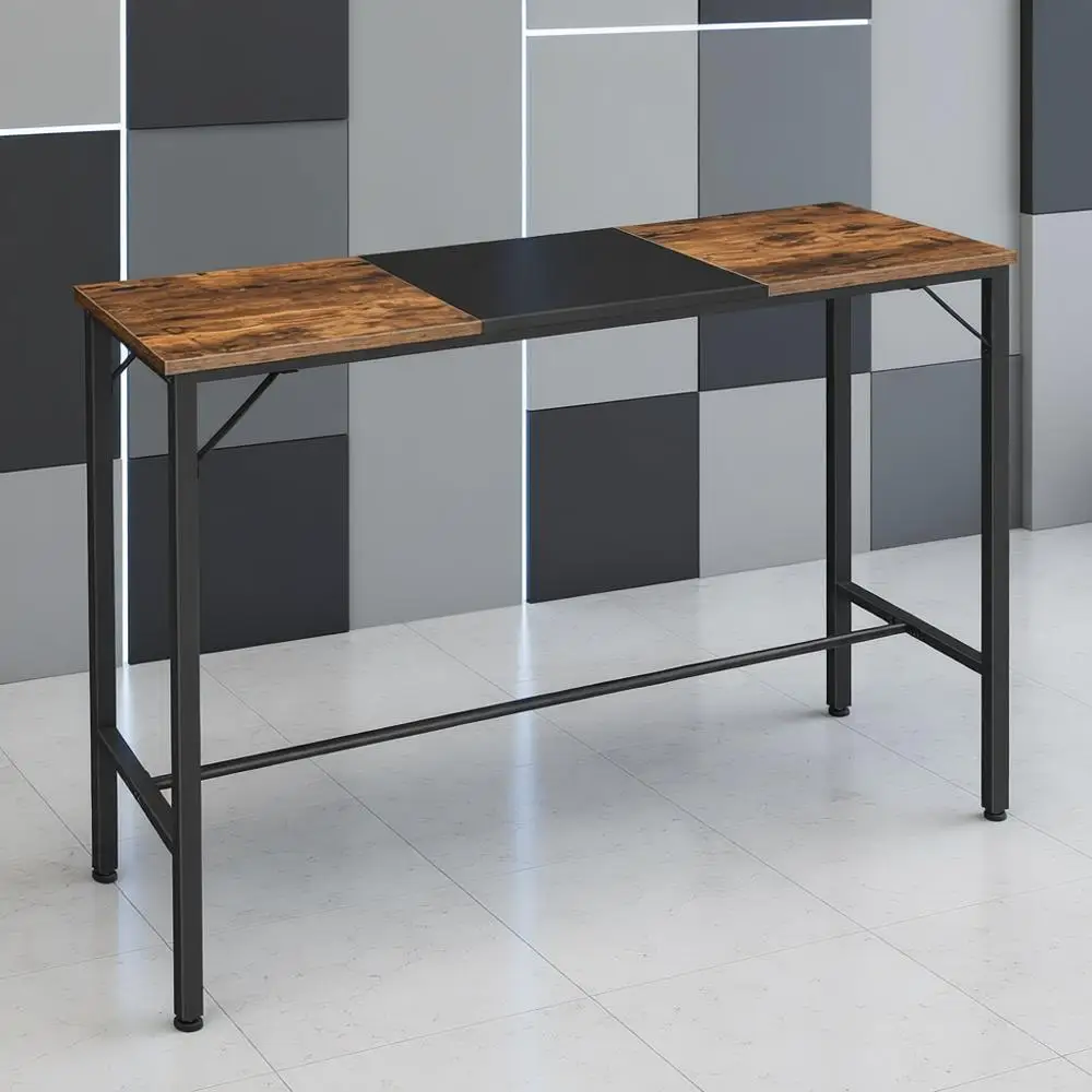

Rectangular Counter Height Bar Table, Rustic Brown and Black, 4 Seater, Easy Assembly, 47.1L x 15.7W x 35.8H inches