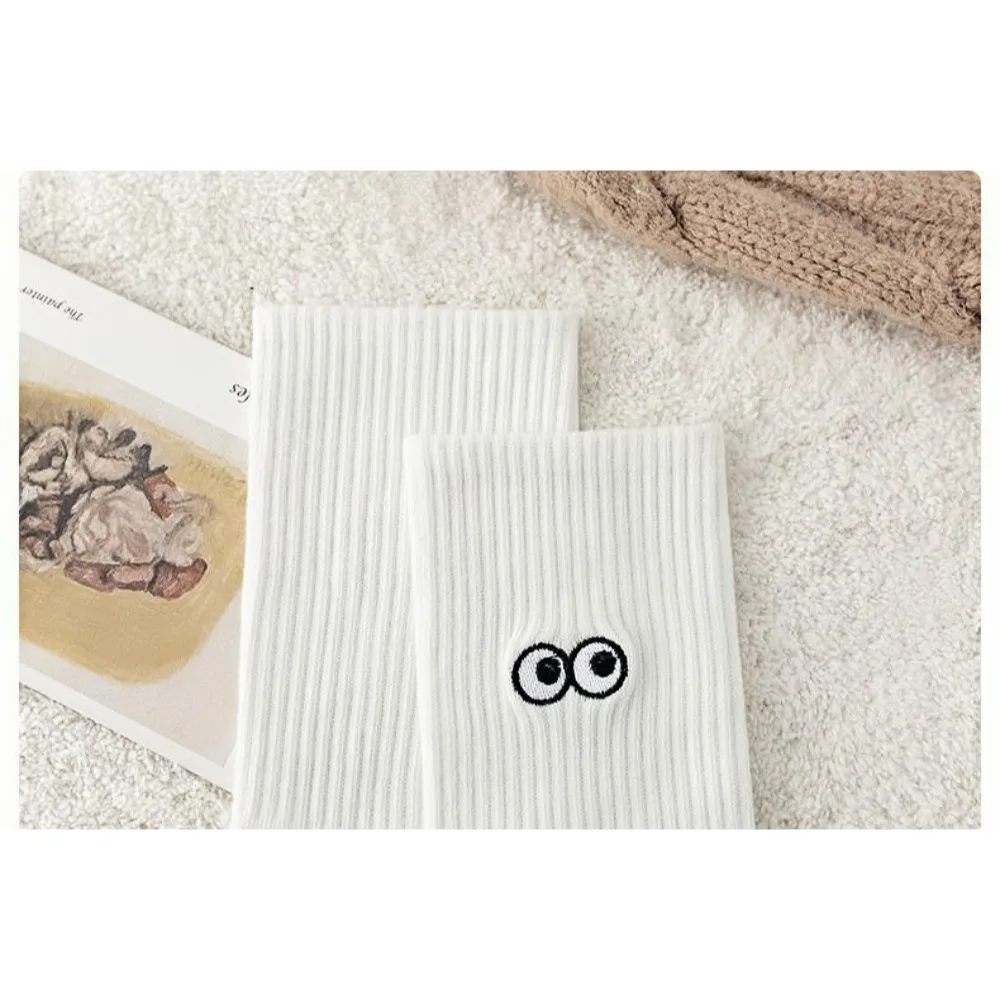 1/5 Pairs Women's socks, pure white socks, fall and winter long socks, thick plush cotton socks, cute emoticon bag socks image 5