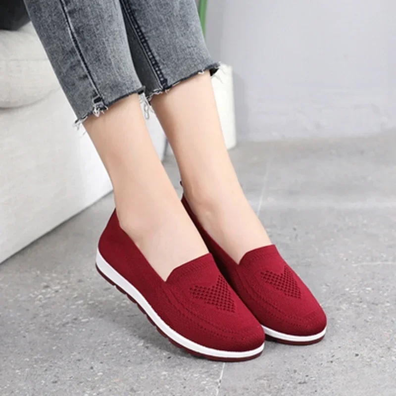 Damen-Sommer-Sneaker zum Hineinschlüpfen, flache Schuhe, lässige Slipper für Damen, Wanderschuhe, weibliche Outdoor-Mesh-Sportschuhe mit weichem Boden