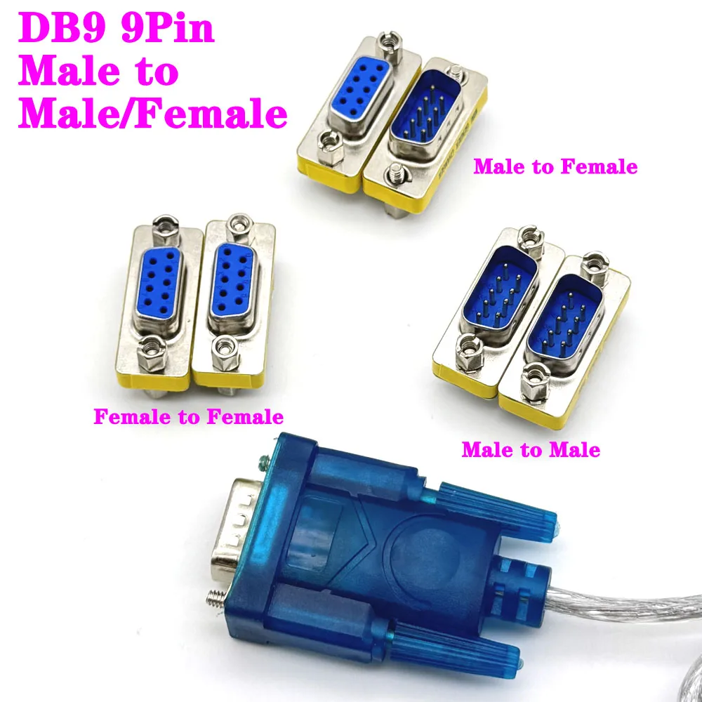 

1pcs 9P MINI Gender Changer adapter DB9 RS232 Com D-Sub to Male Female VGA plug connector 9Pin