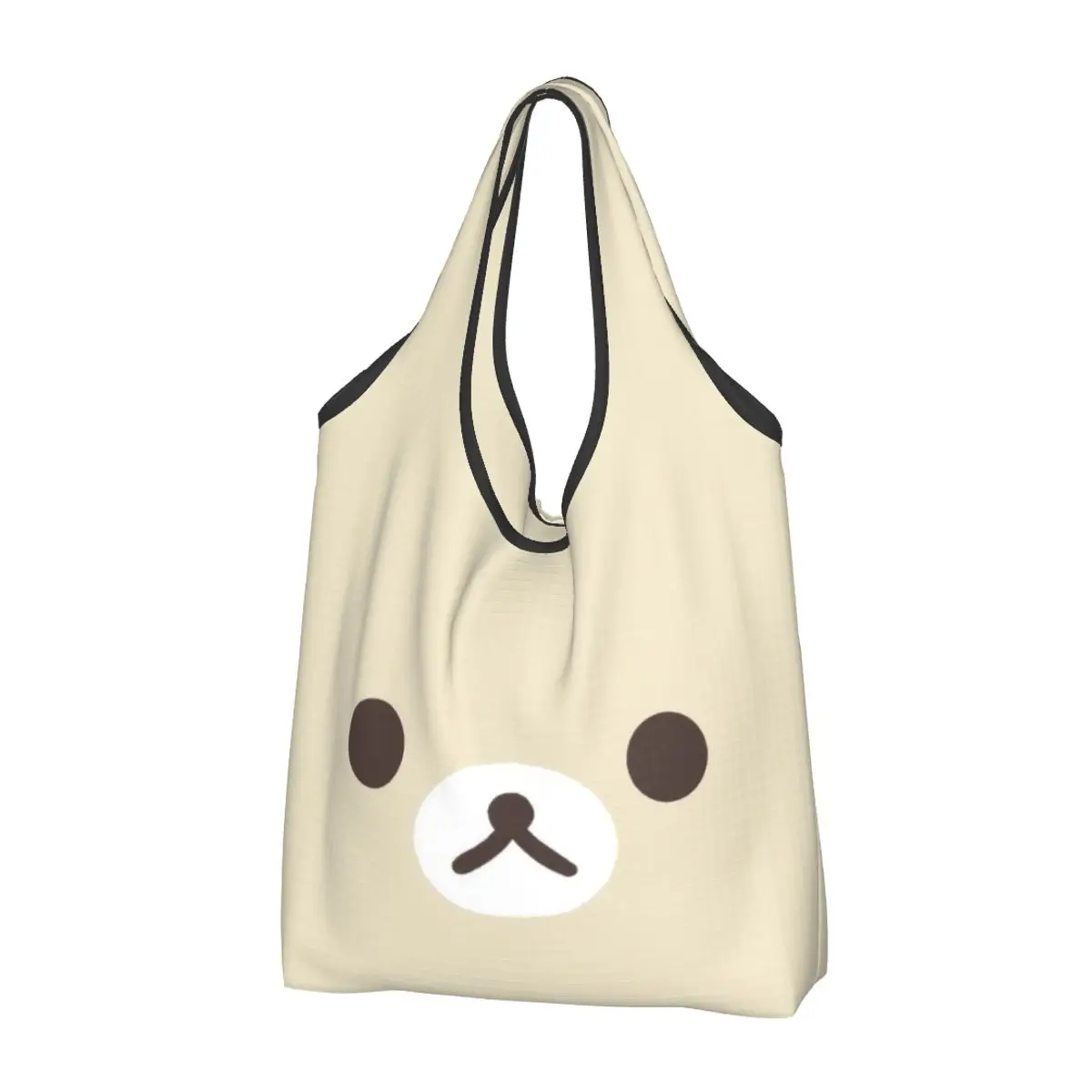 Korilakkuma Face borse per la spesa riutilizzabili pieghevoli 50LB capacità di peso Rilakkuma Eco Bag Eco-friendly Ripstop