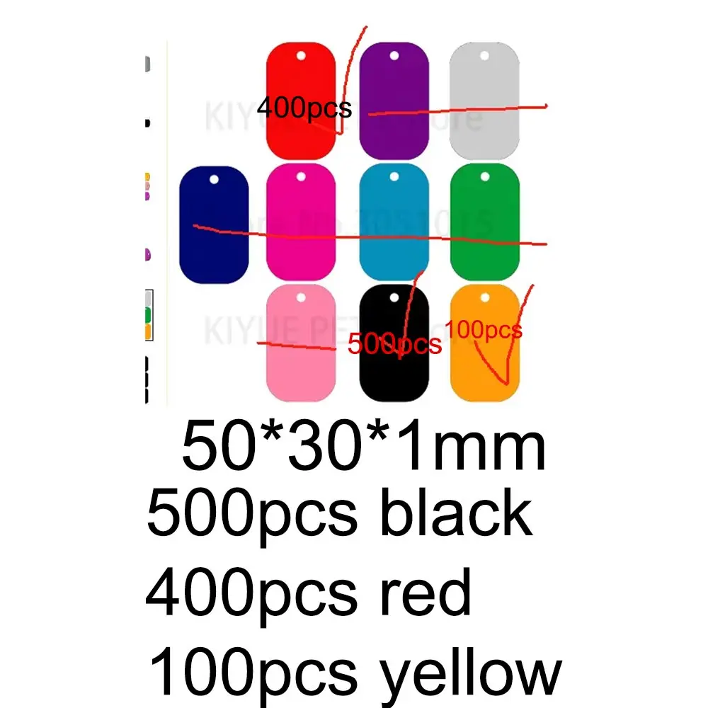 Customize Personalize 50X30X1MM 1000Pcs Mix Color Aluminium Keyring Tag