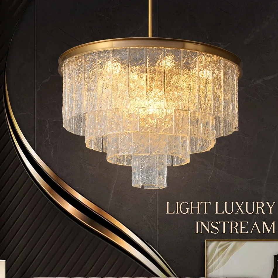 

Luxury Glass Chandelier For Living Room Modern Led Loft Light Fixture Round Home Decor Bedroom Lustre Gold Kitchen Indoor Lamp