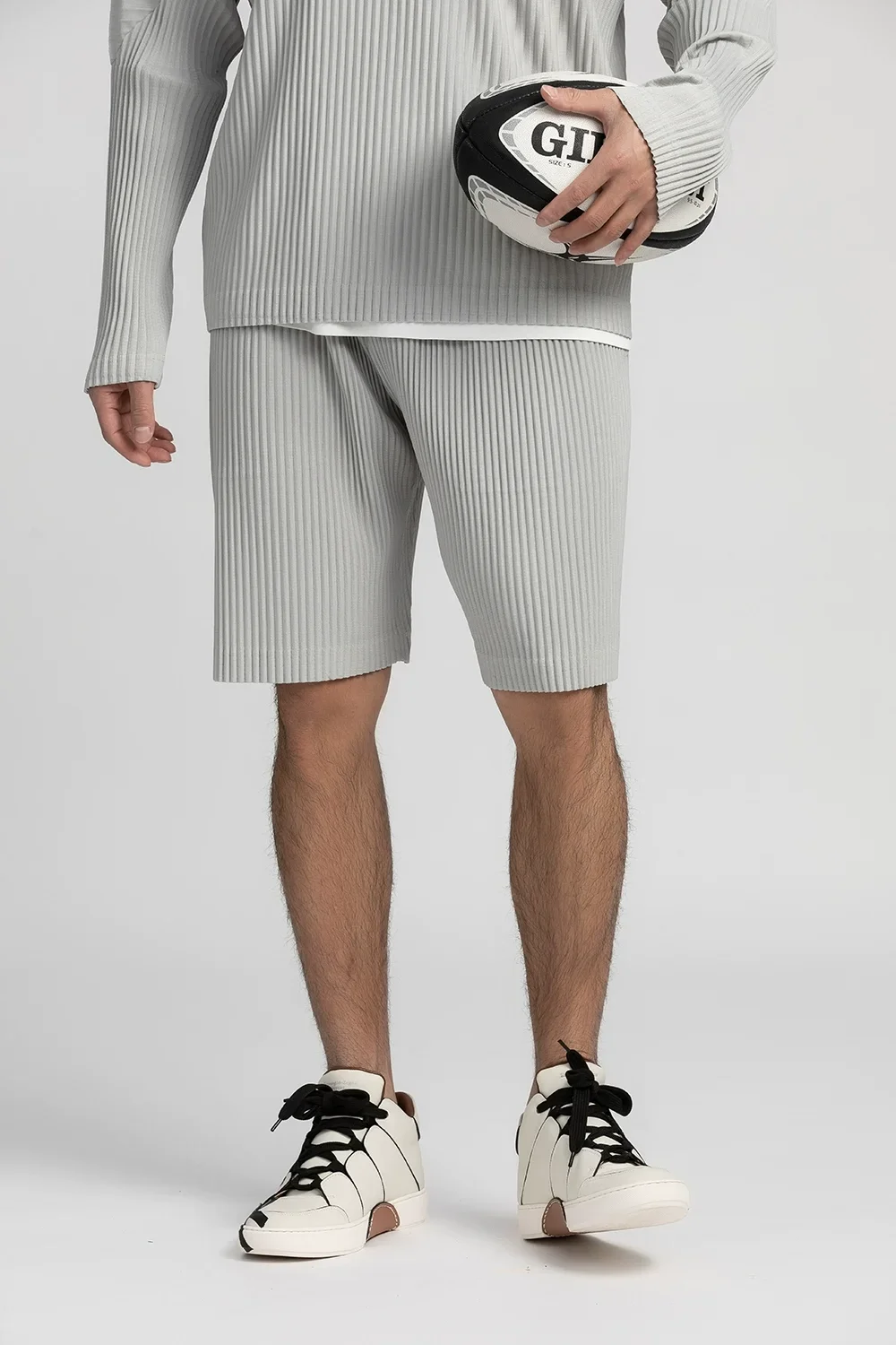 Pantalones cortos plisados para hombre, ropa holgada informal para gimnasio, deporte, con cordón, verano, 2023