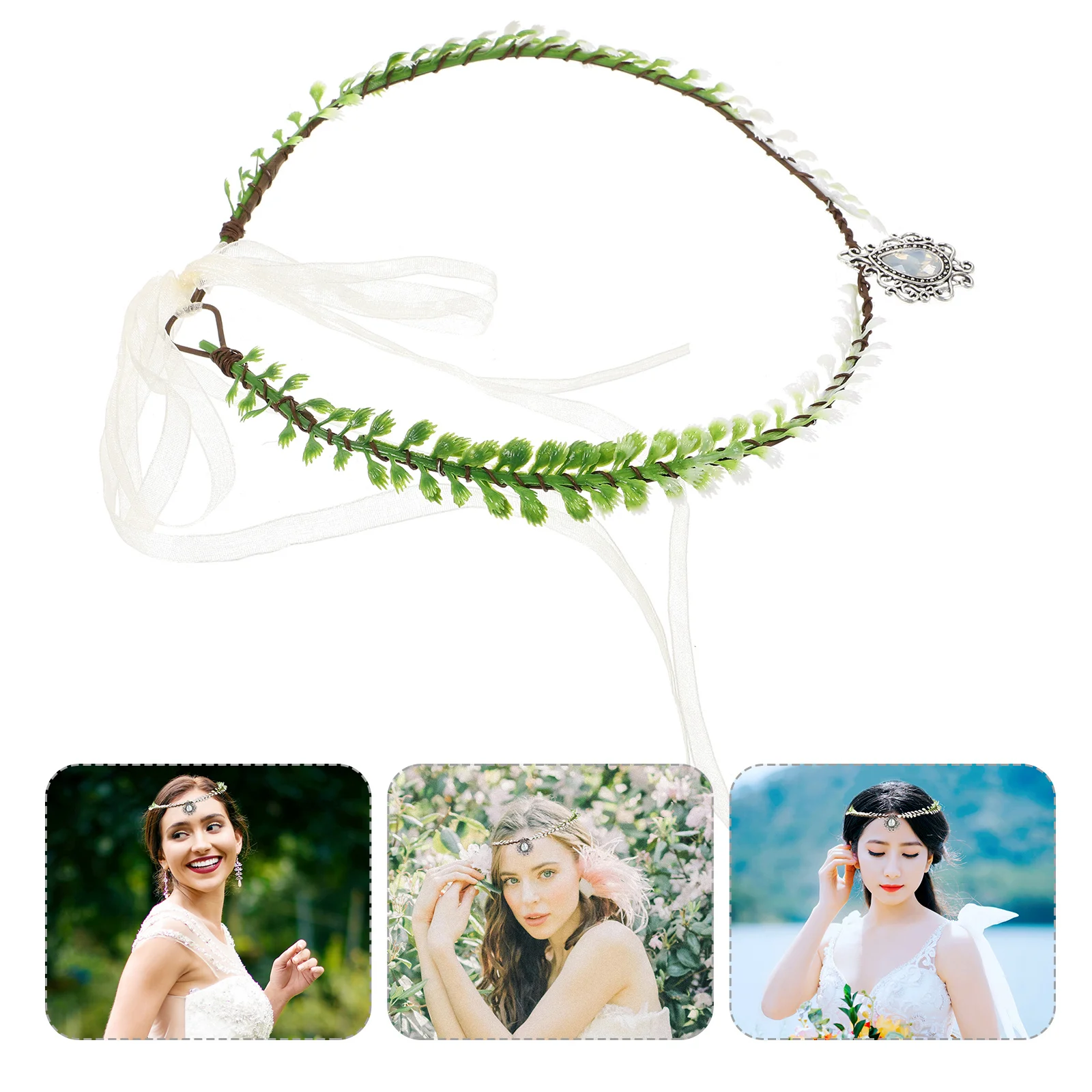 

1 Piece Leaf Crown Headband Bridal Wedding Headdress Elegant Fairy Hair Accessory for Women Party Cosplay Jewelry