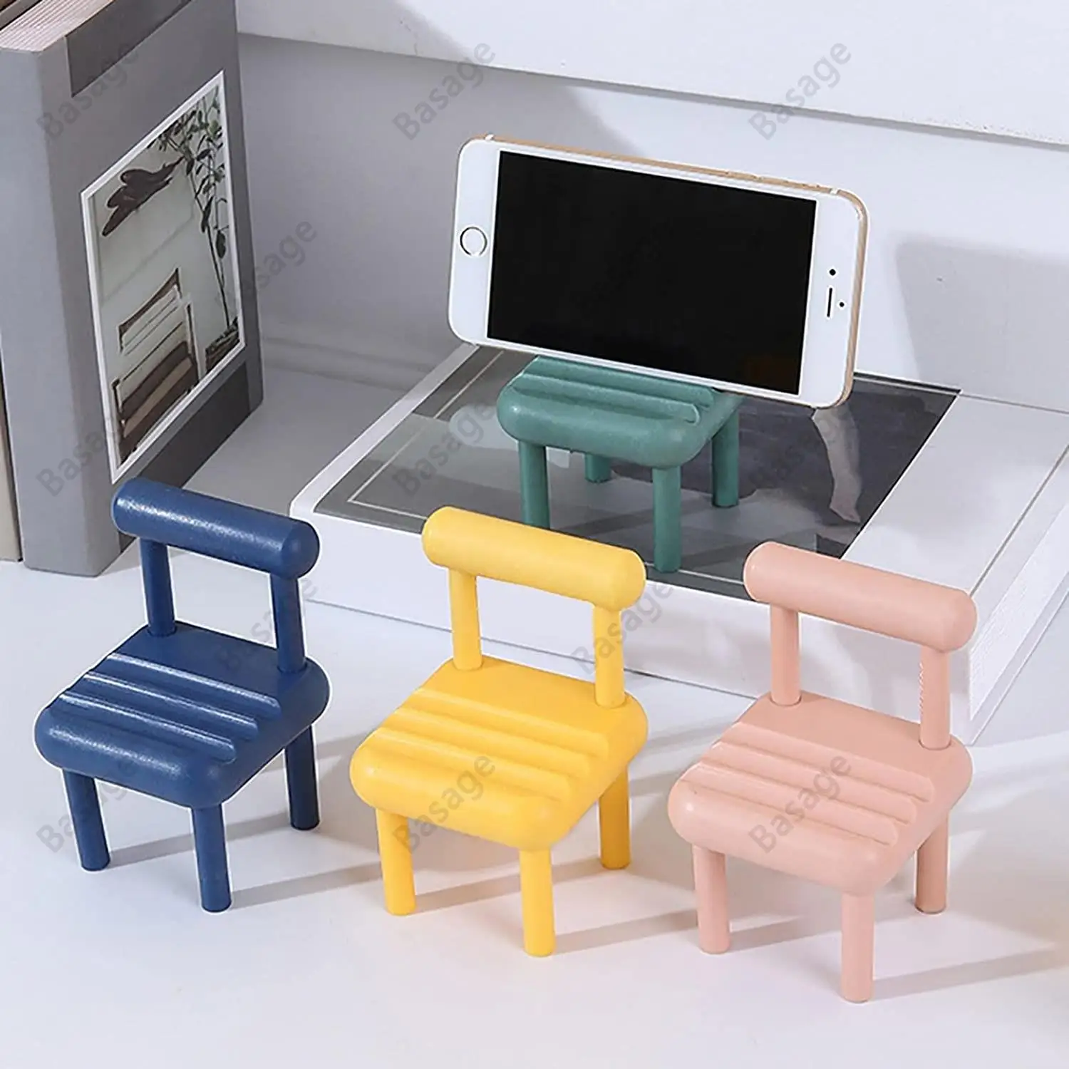 Cute Mini Chair Phone Stand Holder, Multi-Angle Desktop Universal Candy Color Mobile Phone Holder for iPhone Samsung Xiao Mi