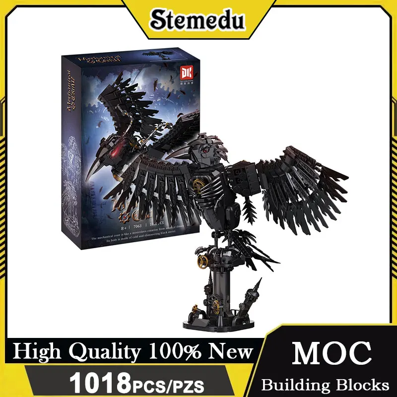 

1018 шт. технические механические вороны, набор строительных блоков, модель летающей птицы, кирпичи STEM, образование, подробный настольный орнамент, игрушка в подарок