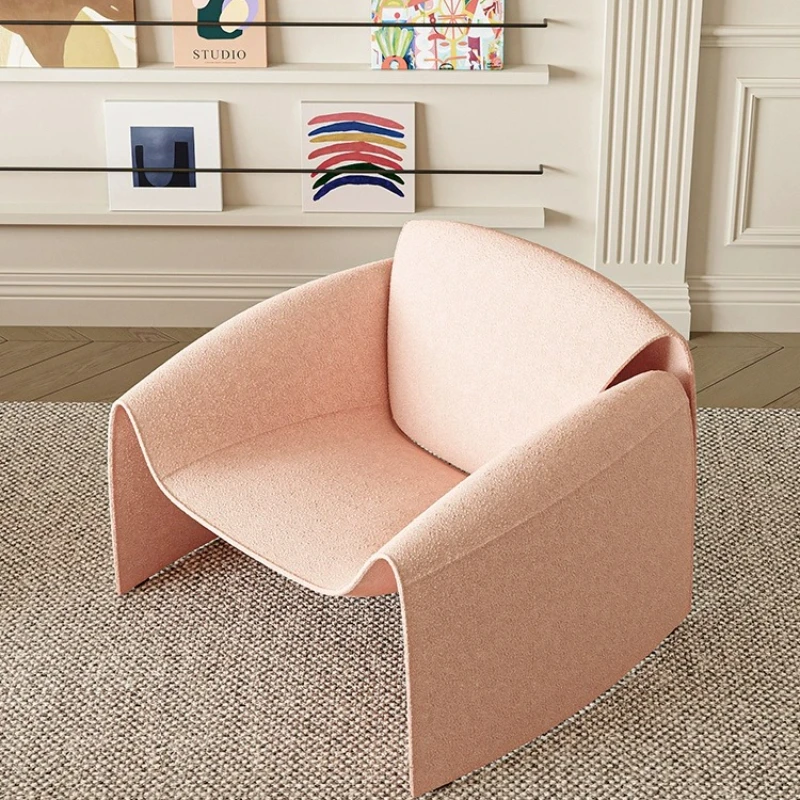 

Italian minimalist living room casual single leather sofa chair