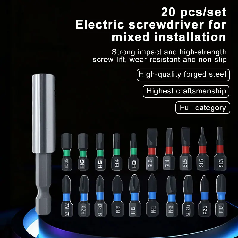 

20 Electric Drill Bits Universal Hexagonal Handle Electric Screwdriver Anti Slip High Hardness Drill Bits Suitable For Bosch Go3