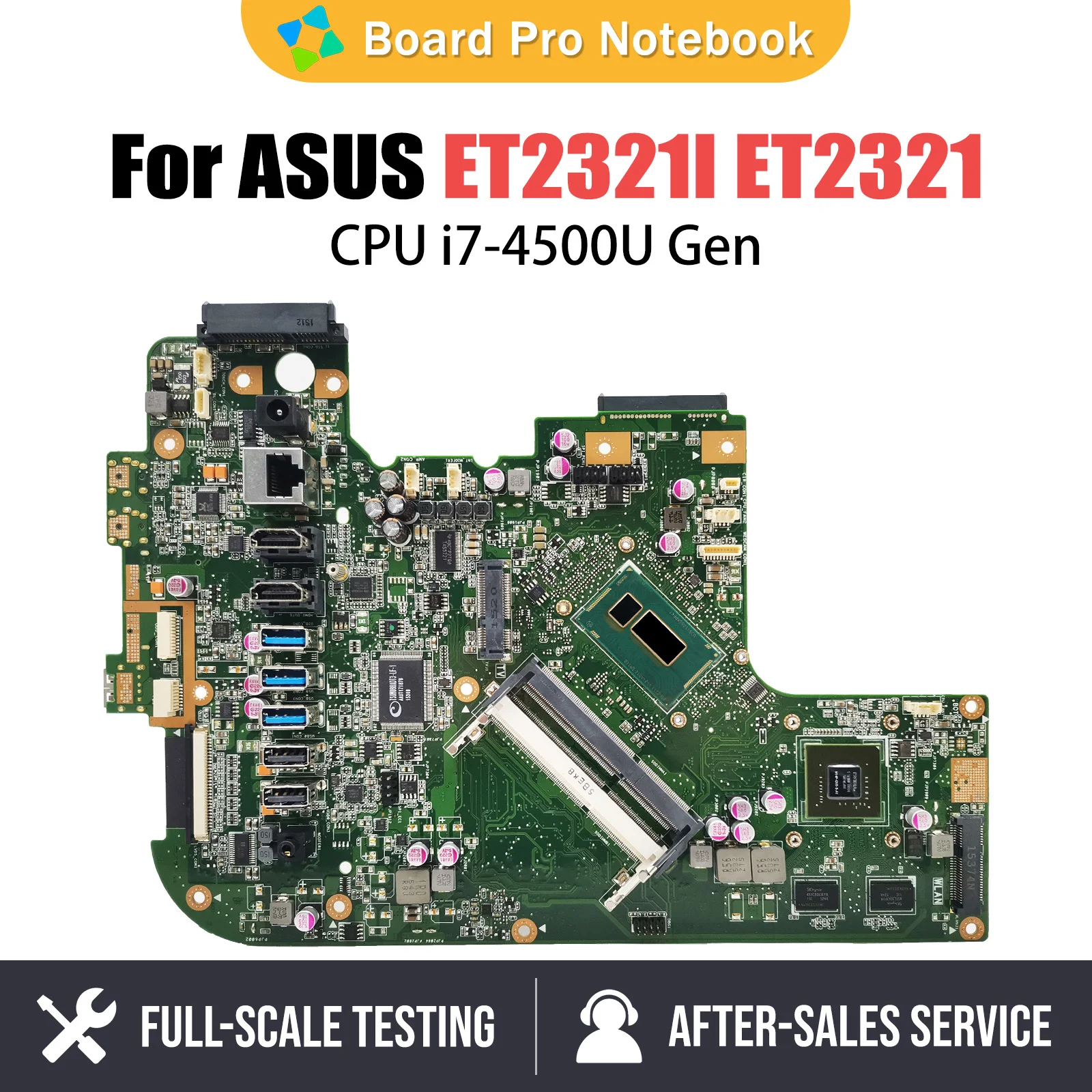 

ET2321I Notebook Mainboard For Asus ET2321I ET2321 Laptop Motherboard With CPU i7-4500U Gen GT740M GPU 100% Test OK