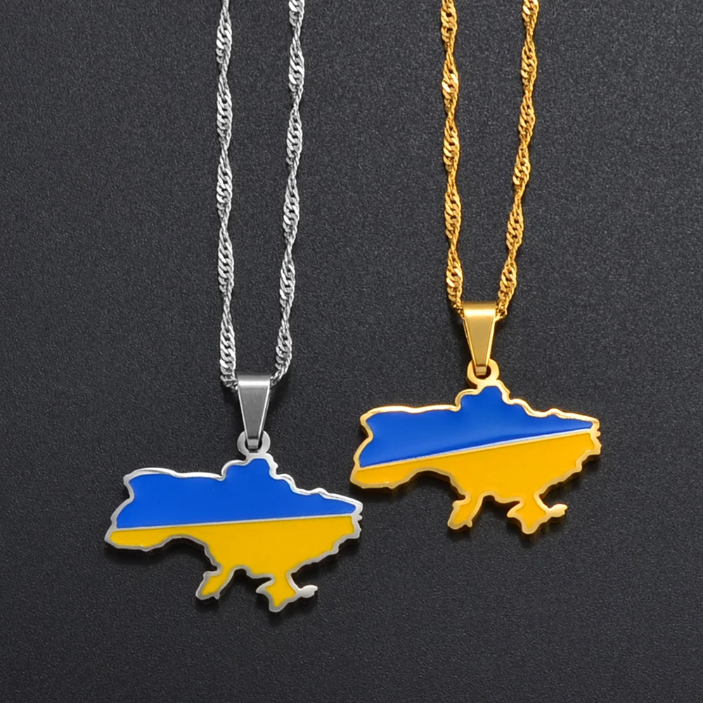 إنييو أوكرانيا خريطة العلم قلادة قلادة المجوهرات الأوكرانية للنساء الفتيات الرجال # 273121 #5
