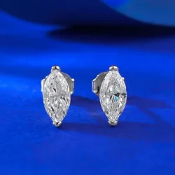 Marquise cut 1ct Lab Diamond Stud Earring 100% Real 925 Sterling Silver Promise Wedding Earrings for Women Bridal Party Jewelry