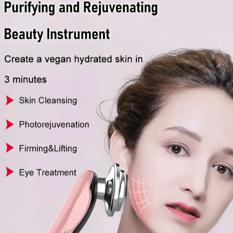 Household facial lifting radio frequency photon rejuvenation heated pore cleaning beauty instrument