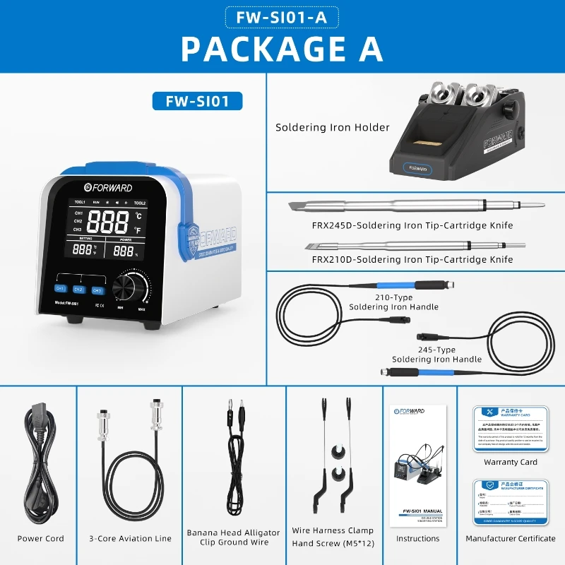 Gorąca sprzedaż 2025 FORWARD FW-SI01 Gorąca Wyprzedaż 210 Ostrze + 210 Końcówka Narzędzia do Naprawy Płyty Głównej Podwójna Stacja Lutownicza do Telefonu Komórkowego
