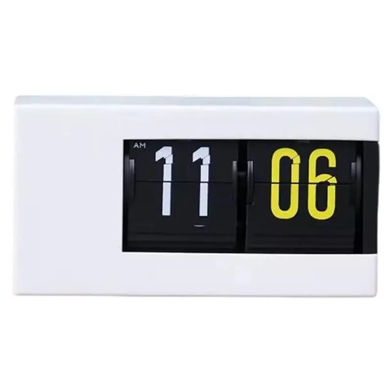 

ABDJ-White Automatic Flip Clock-Digital Desktop Alarm Clock With Minimalist Design, Vintage Retro Style For Bedroom Office Decor