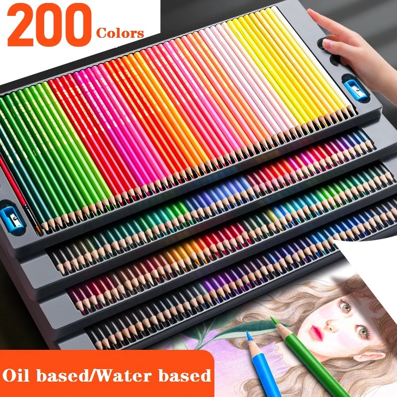 

Professional grade water-soluble oil-based color pencil set 48/72/120/150/200 Artist design and creation painting gift box set