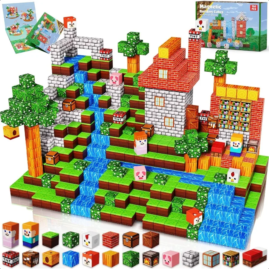 

Goody King Magnetic Building Blocks150PCS Magnetic Building Cube Game Constructions Toys for Boys Girls Age 34 58 9 10 STEM Mon