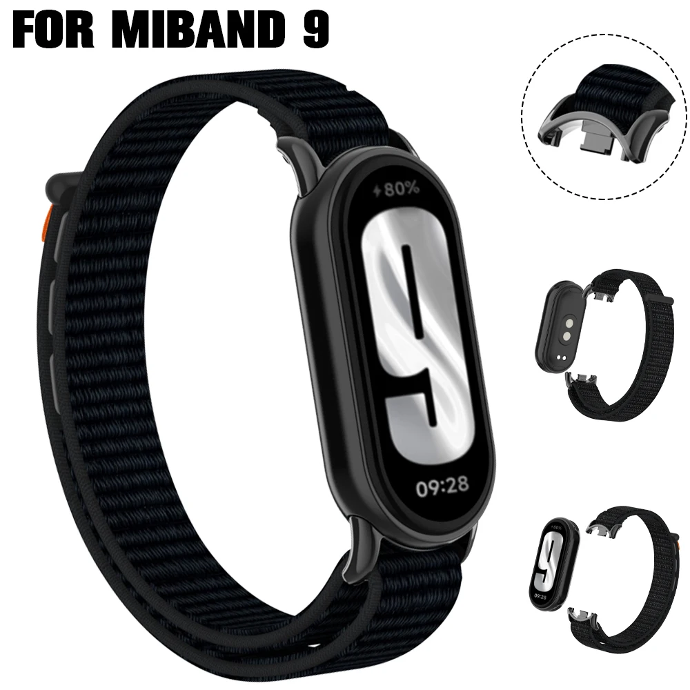 

Нейлоновый спортивный ремешок с петлей для Xiaomi Mi Band 9 NFC SmartWatch, браслет Correa, замена браслета Miband 8, аксессуары для ремня