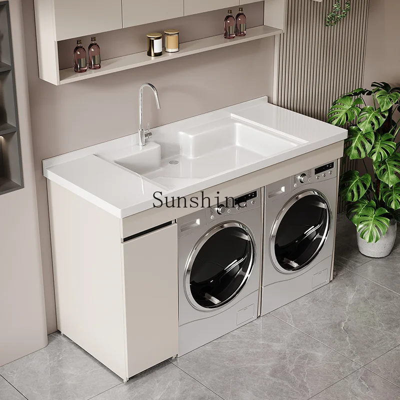 

Honeycomb aluminum laundry cabinet double position and discharge washing and drying integrated cabinet, simple and modern