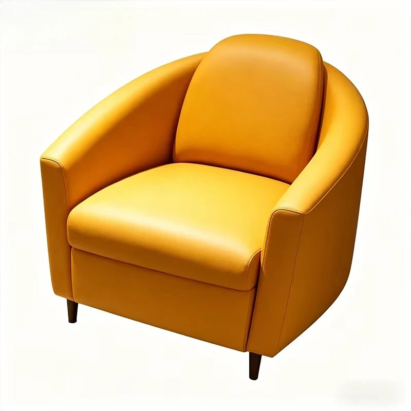 Luxury curved barrel single leisure chair, fully upholstered cushioned leisure chair, suitable for modern home living room