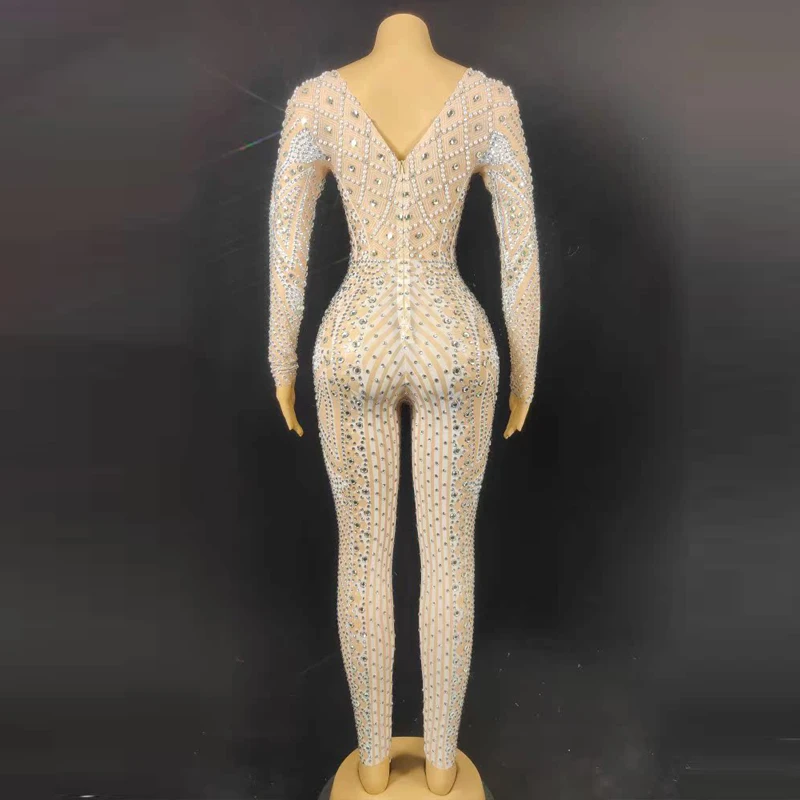 ハロウィンフルラインストーンジャンプスーツ女性ジャズダンサー衣装ドラッグクイーン衣装ナイトクラブバー DJ DS ステージレイブ着用 XS10117