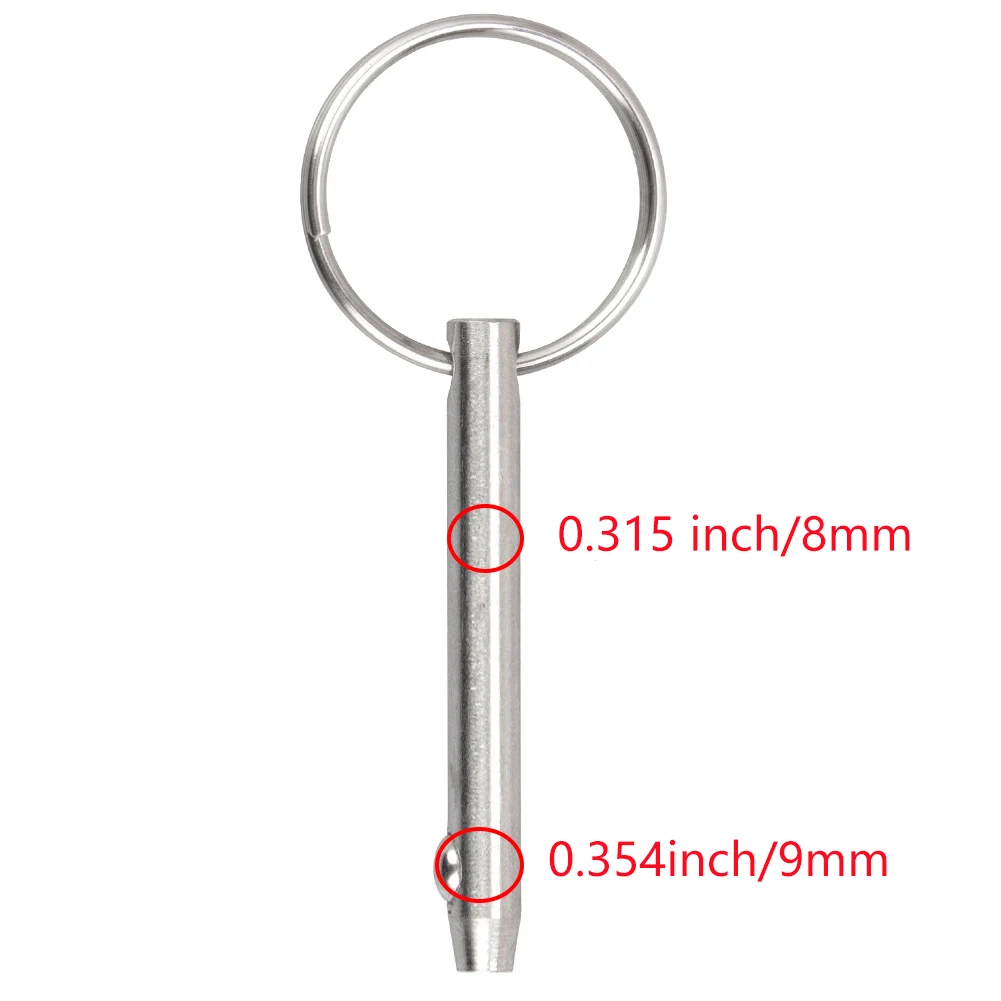 Quick Release Pin Bimini Top Pin 316 Ss, Diameter 5/6 Inch(8mm), Total Length 3 Inch(76mm),  4 Pcs