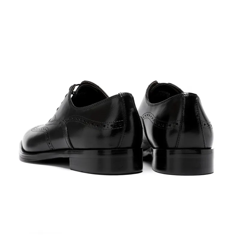 Genuine Leather Mens Brogue Oxford Shoes Fashion Pointed Toe British Style Carved Breathable Formal Business Dress Shoes