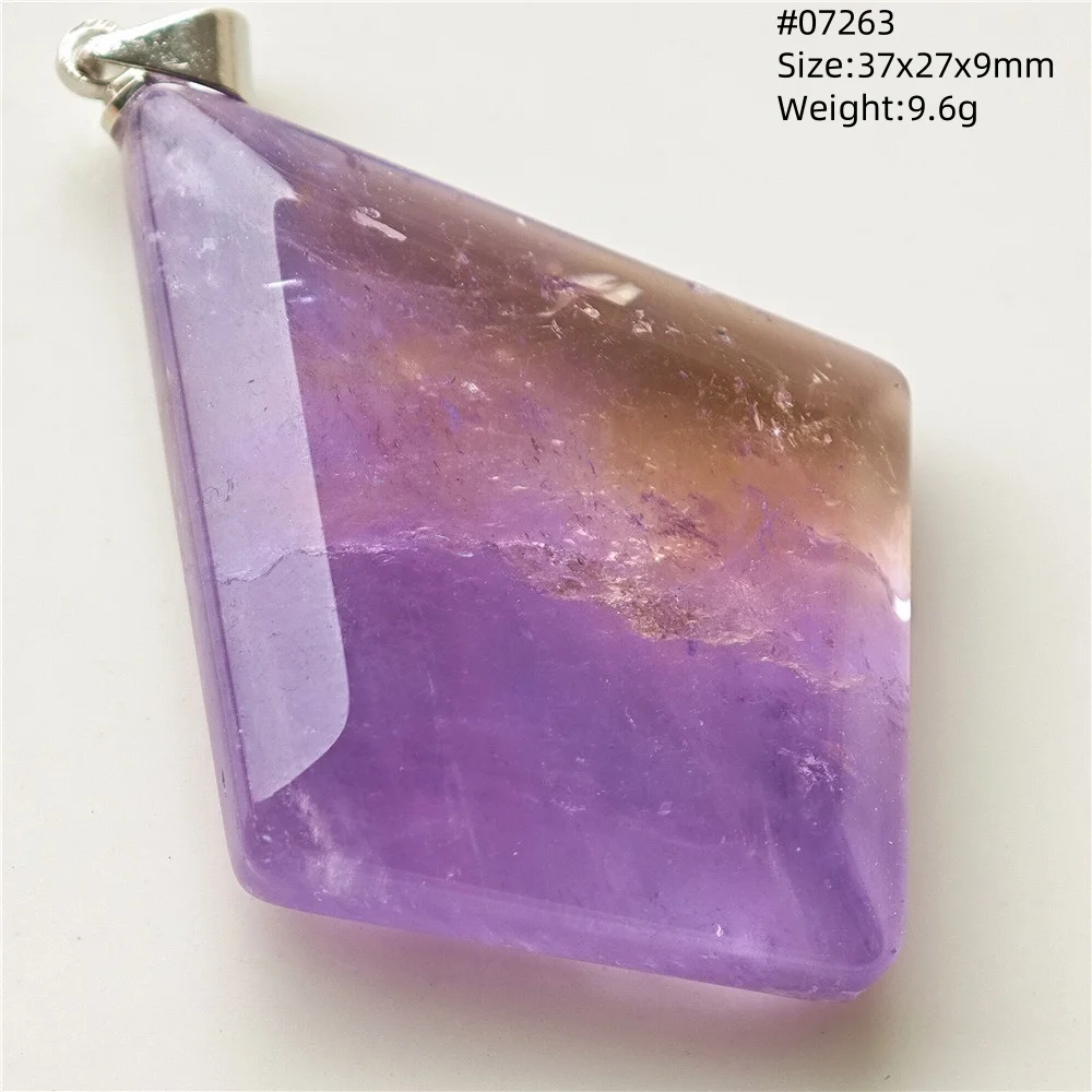 Natural Purple Yellow Ametrine Quartz Pendant Jewelry Rectangle Clear Bead Women Men Citrine Amethyst Fashion Necklace AAAAA view 2