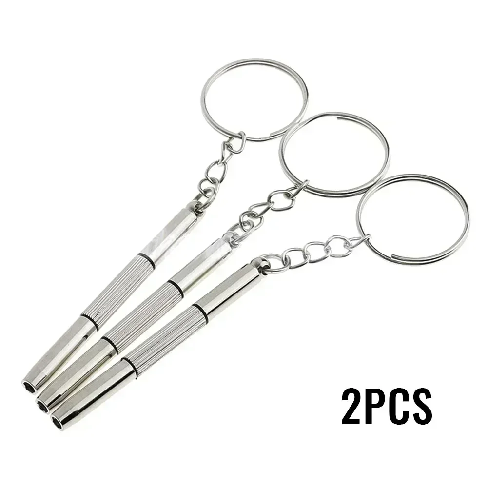 2Pcs Multifunctional Mini Screwdriver 3in1 Slotted Cross Hex ScrewDrivers Glasses Phone Watch Screw Repaired Keyring Tool