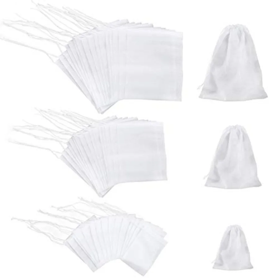 300 Pcs Drawstring Tea Filter Bags, Disposable Empty Cotton Filter Bags for Loose Tea 3.94 x 3.15 inch